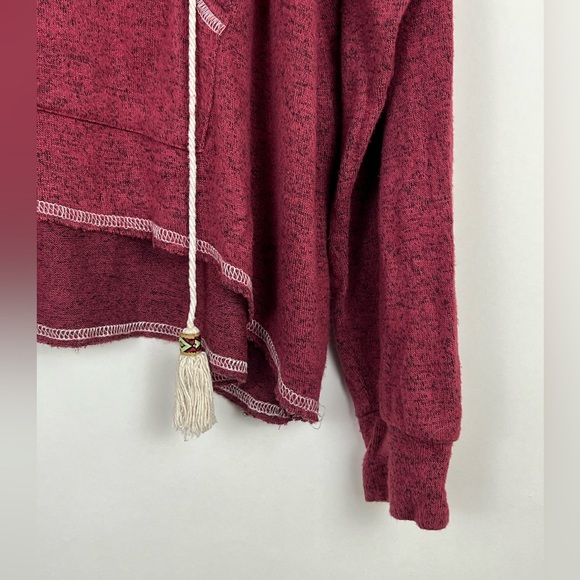 Earthbound sweater hoodie drawstrings burgundy Sz M - Picture 4 of 8